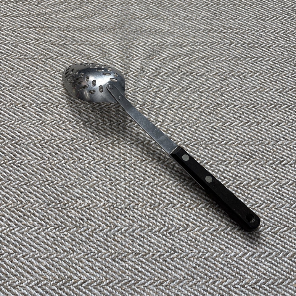 Vintage Montgomery Ward Stainless Steel Slotted Spoon 11.5" MW Hard Handle - Picture 3 of 5